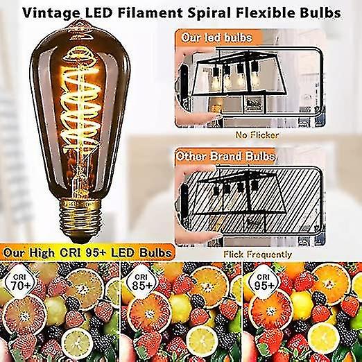 Vintage Light Bulb Dimmable Spiral Flexible Led ment Bulbs， No Flicker Retro E27 Screw Bulb -2 P