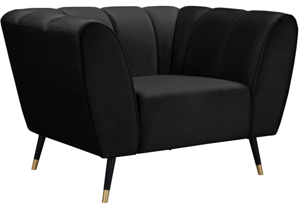 Beaumont Velvet Upholstered Chair   Midcentury   Armchairs And Accent Chairs   by Meridian Furniture  Houzz