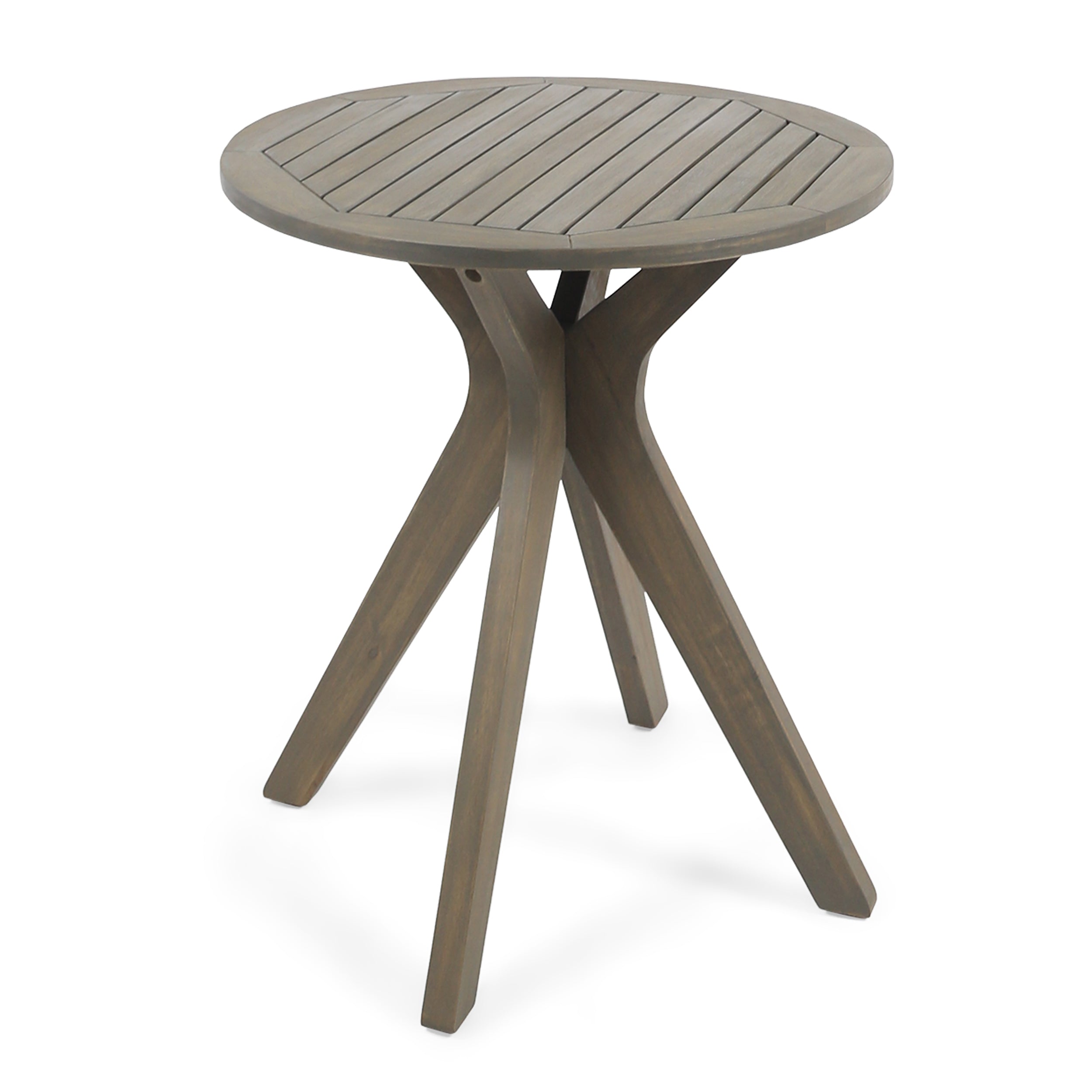 Brigitte Outdoor Round Acacia Wood Bistro Table with X Legs