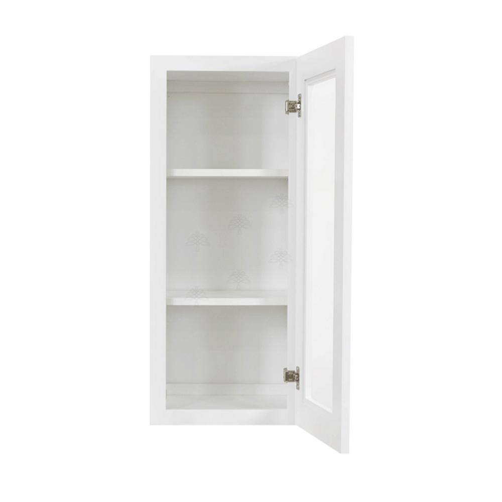 LIFEART CABINETRY Lancaster White Plywood Shaker Stock Assembled Wall Glass Door Kitchen Cabinet 12 in. W 30 in. H x 12 in. D ALW-WMD1230