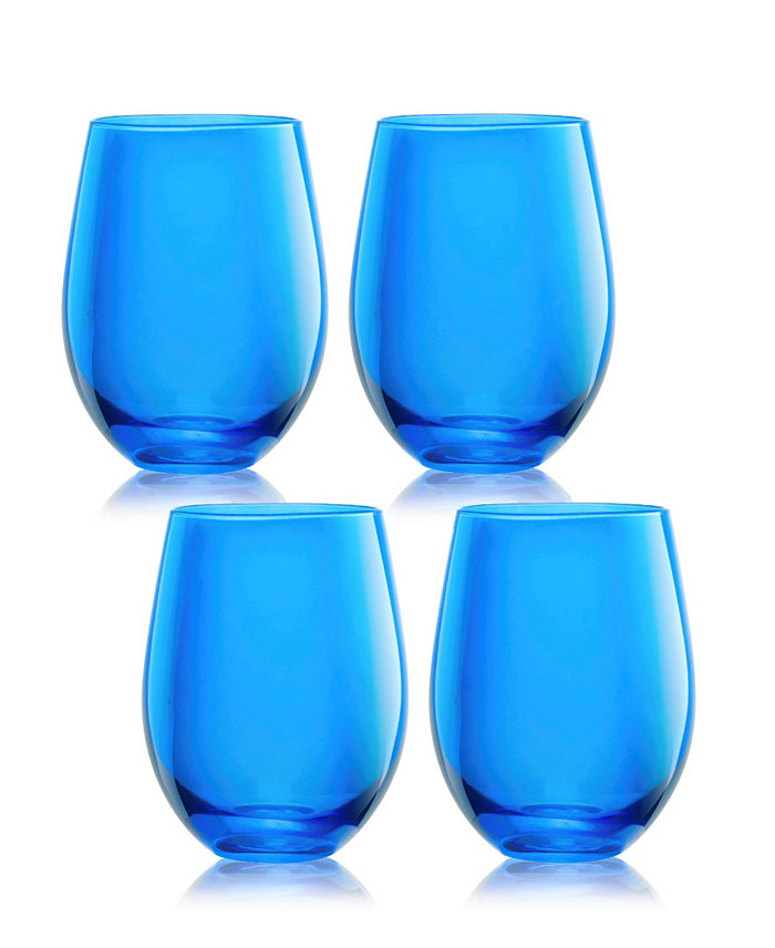 Qualia Glass Carnival Stemless 19 oz Wine Glasses Set of 4