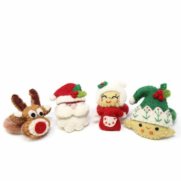 Handmade Felt Christmas Napkin Ring，Set of 4 (Nepal)