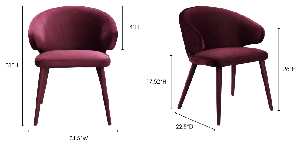 24.5 Inch Dining Chair Purple Art Deco   Midcentury   Dining Chairs   by Sideboards and Things  Houzz