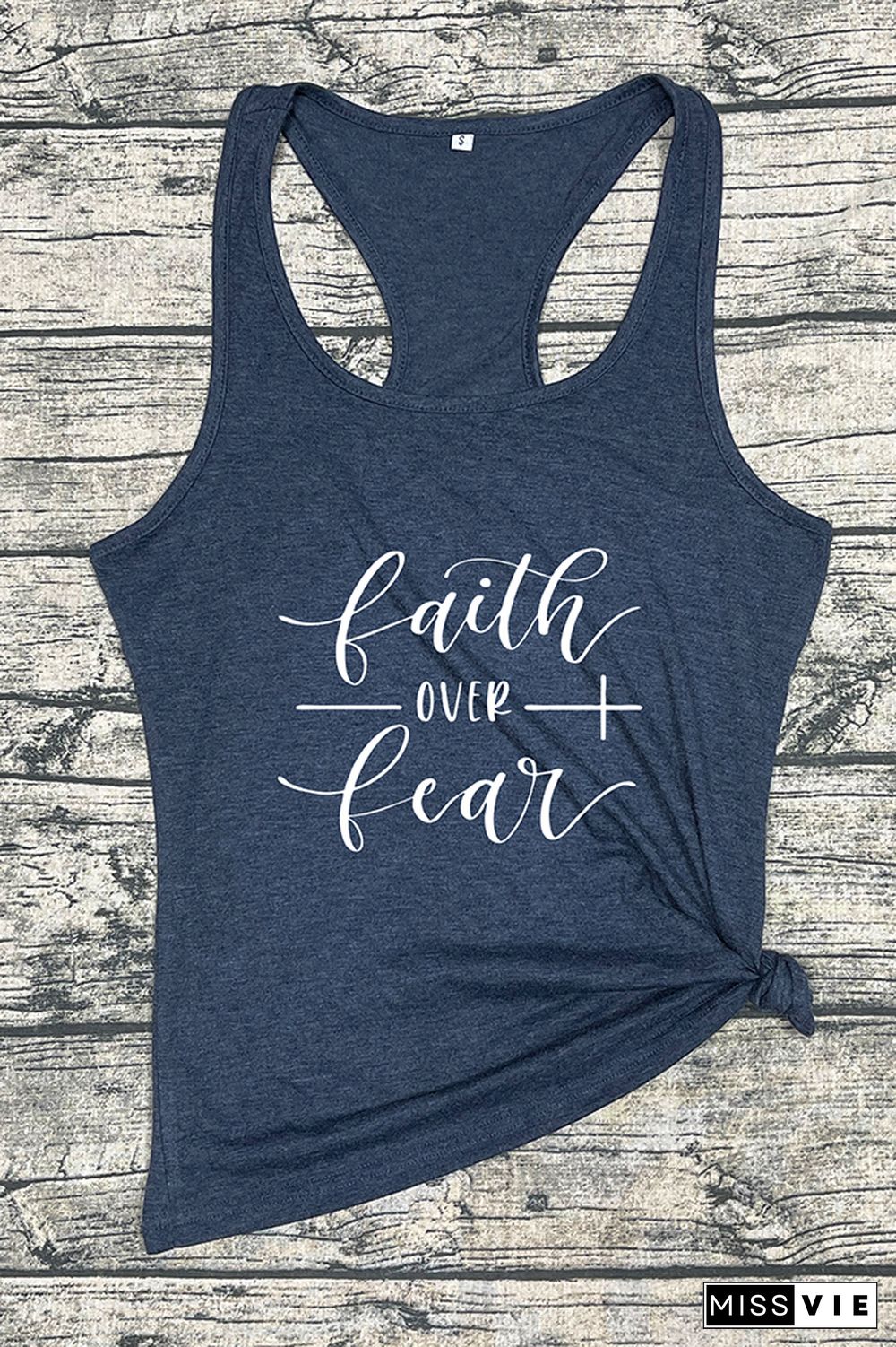 Faith Over Fear Printed Sleeveless Tank Top Wholesale