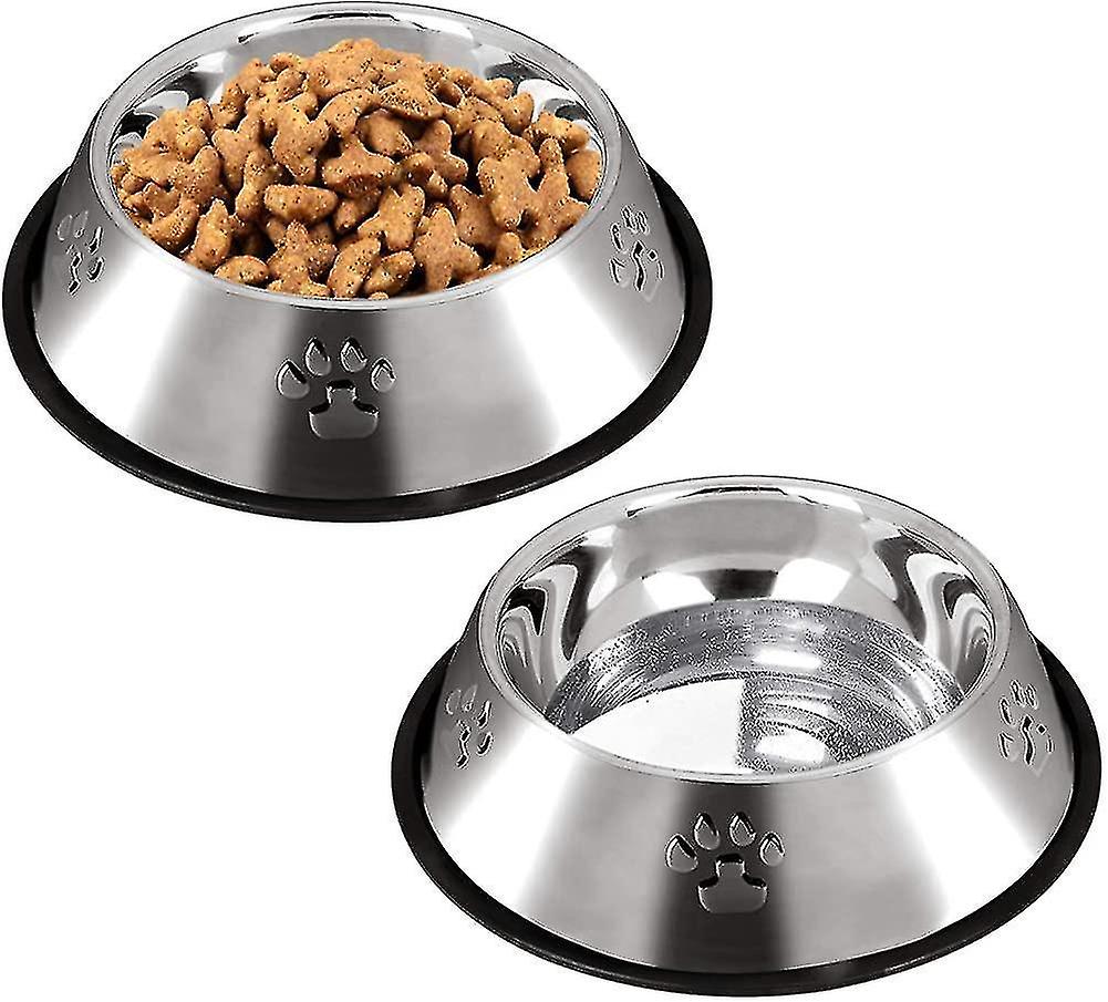 2023-large Dog Bowl， 2 Stainless Steel Dog Bowl/dog Feeding Bowls/paw Dog Bowl