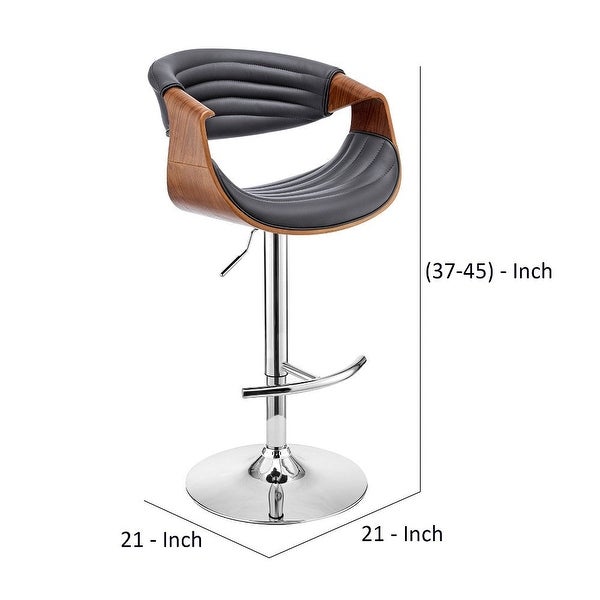 Adjustable Barstool with Faux Leather and Bucket Seat - 21 L X 21 W X 45 H Inches