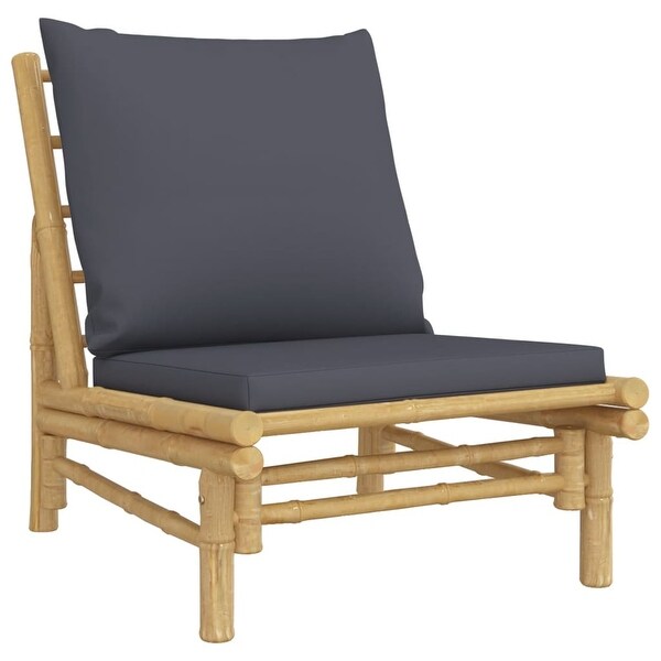 vidaXL Patio Bench with Cream White Cushions Bamboo