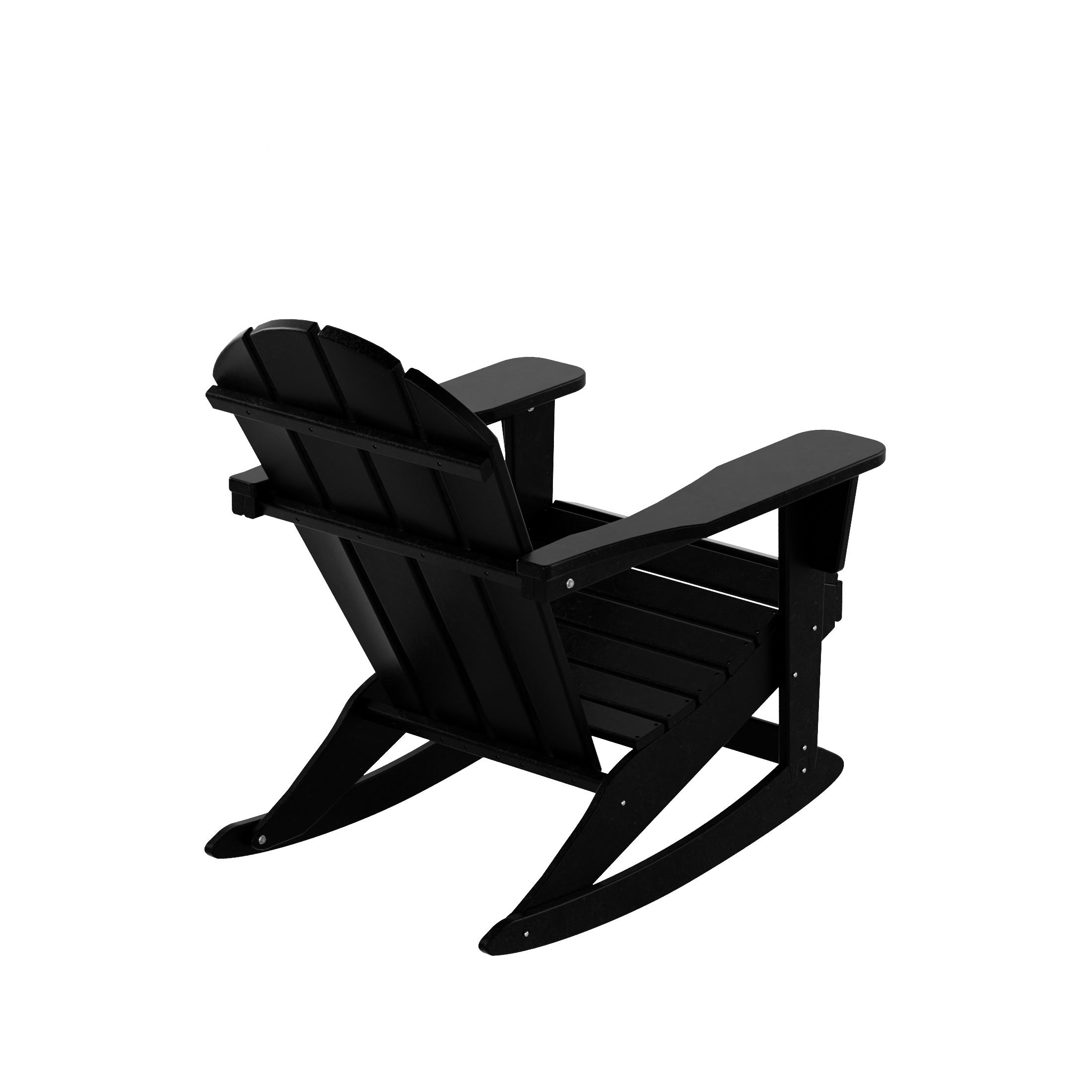 Westintrends Malibu Black Rocking Chair Outdoor, All Weather Resistant Poly Lumber Classic Porch Rocker Chair, 350 lbs Support Patio Lawn Plastic Adirondack Chair