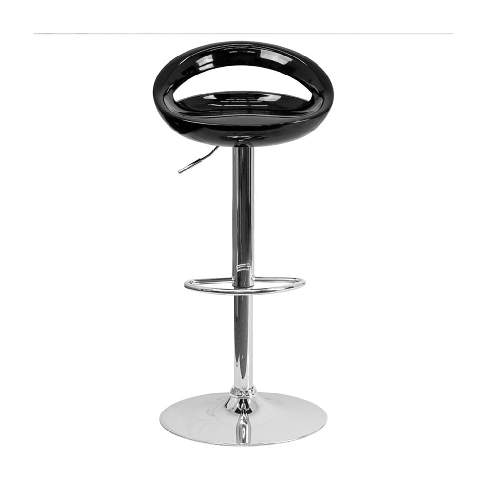 Offex Contemporary Black Plastic Adjustable Height Bar Stool With Chrome Base[OF-CH-TC3-1062-BK-GG]