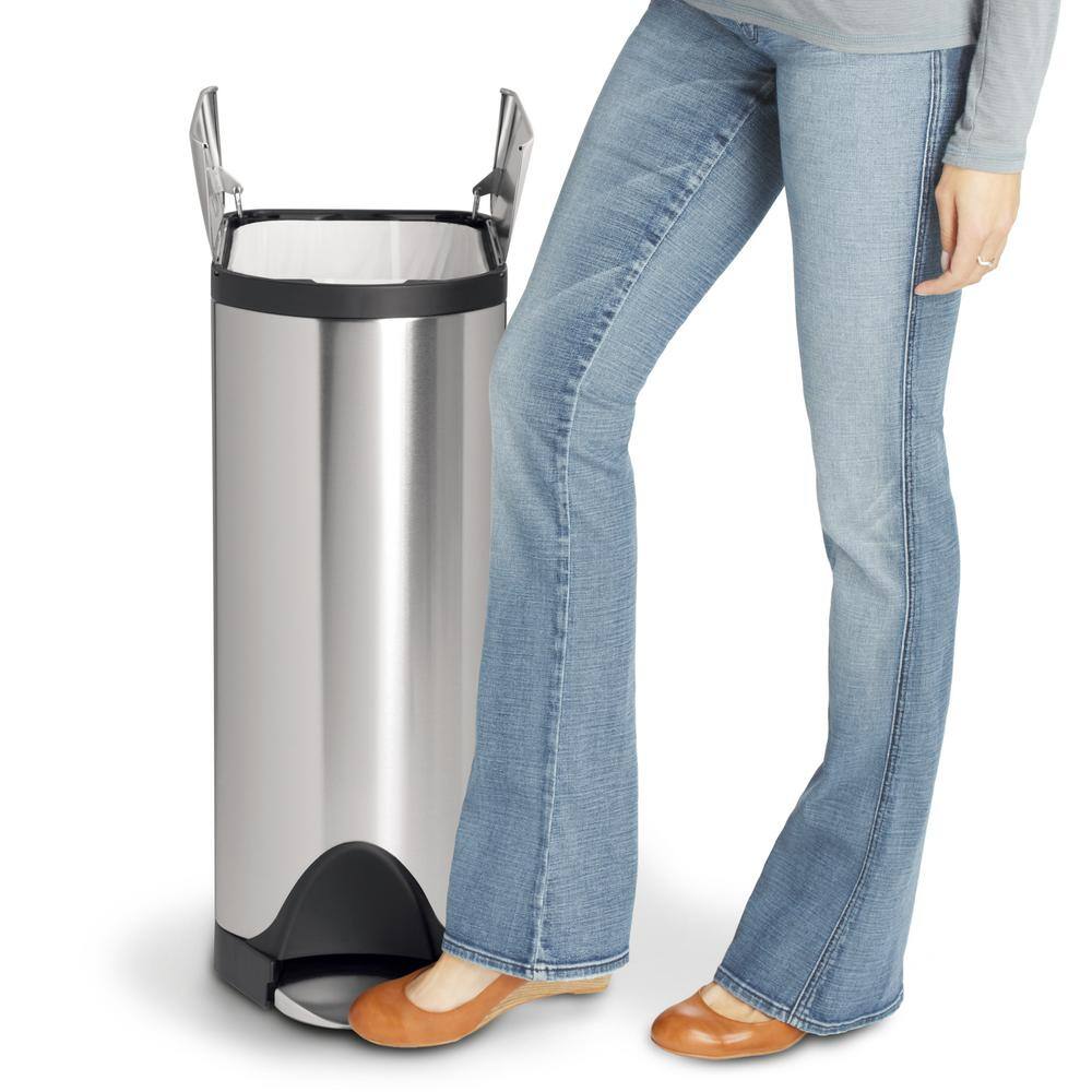 simplehuman 45-Liter Fingerprint-Proof Brushed Stainless Steel Butterfly Step-On Trash Can CW1897