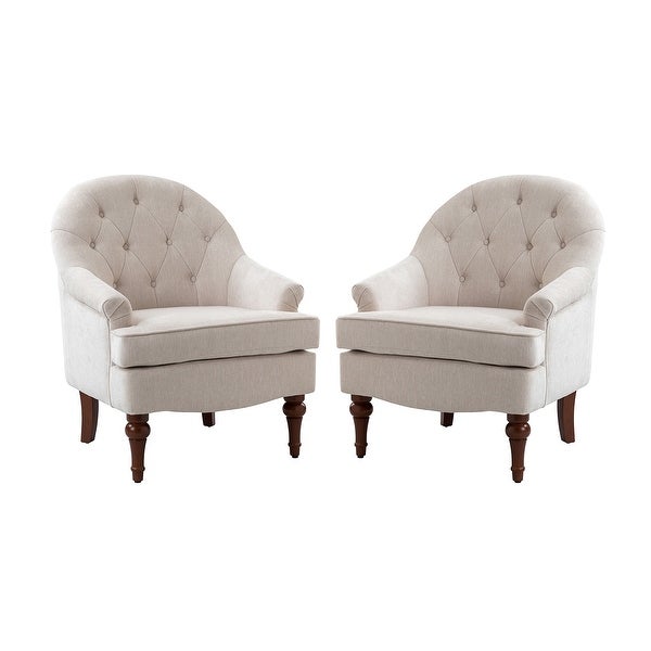 Gioa Classic Polyester Tufted Back Armchair Set Of 2 with Solid Wood Legs by HULALA HOME