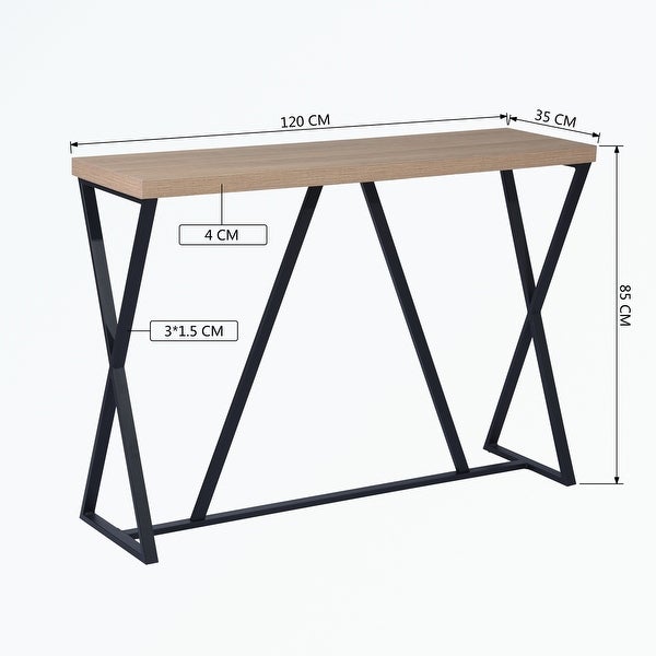 Wood Rectangle Console Table with Metal Frame