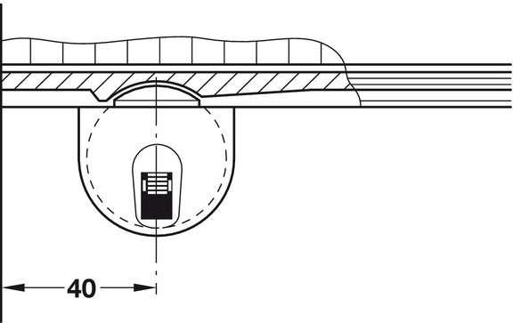 Hafele Single lower running track  flush mount