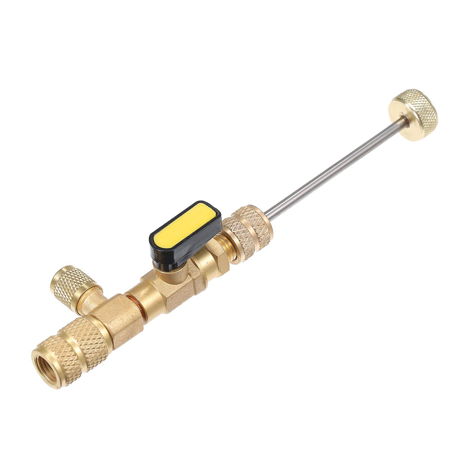 Gold Valve Core Remover Installer Tool With Dual Size Sae 1/4 and 5/16 Port Compatible With R22 R12 R407 R410 R404 R32 R600 A/c