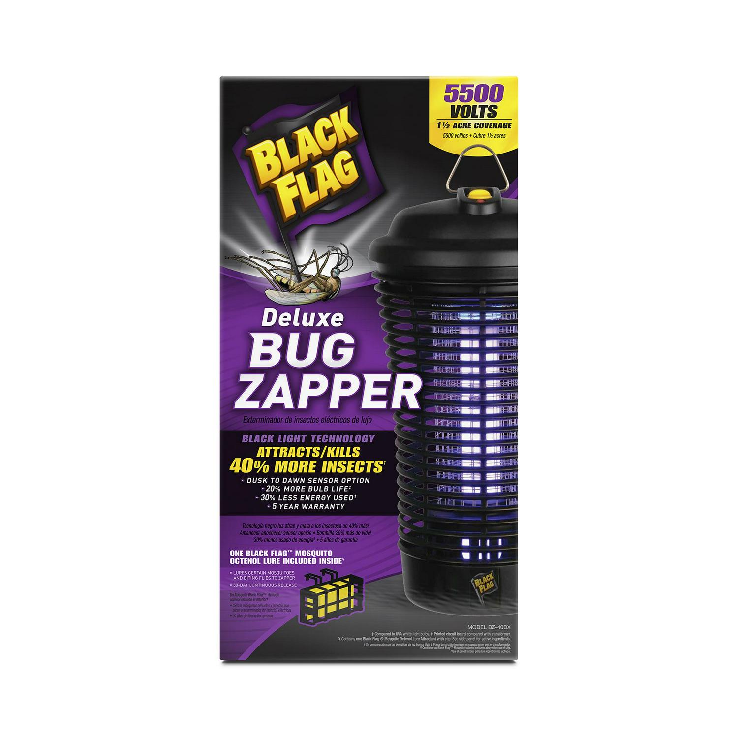 Black Flag 5500 Volt Deluxe 40 Watt Electronic Insect Killer Bug Zapper 15 Acre Coverage Black  Crowdfused