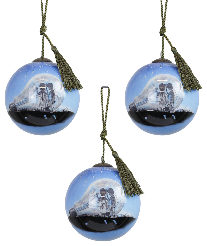 The Night We Broke The Moon Glass Ornament Collection  Set of 3   Contemporary   Christmas Ornaments   by overstockArt  Houzz