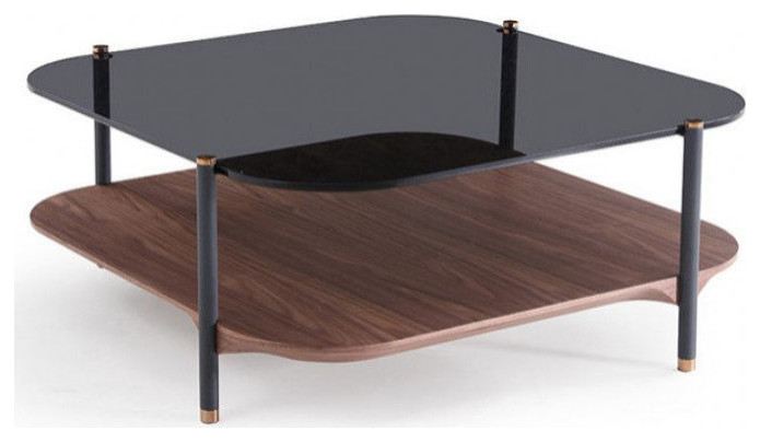 Symeon Modern Smoked Glass and Walnut   Modern   Coffee Tables   by V.S.D Furniture  Houzz