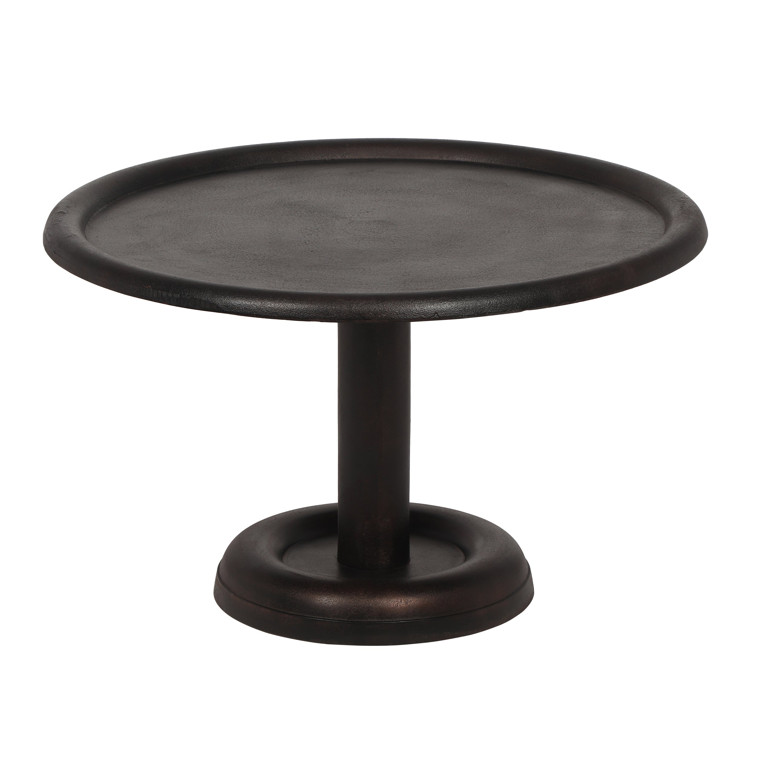 Doney Industrial Handcrafted Aluminum Round Coffee Table, Raw Bronze