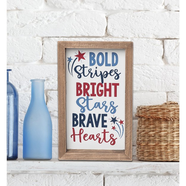 C amp f Home Bold Stripes Bright Stars Brave Hearts 4th Of July Shelf Block