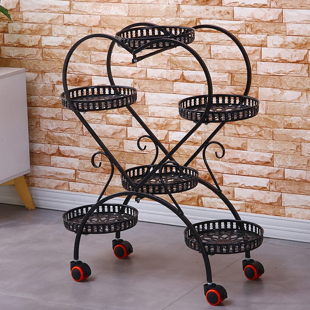 TFCFL Metal Plant Stand Flower 6 Pot Holder Shelf Rack Heart Shape Display for Corner