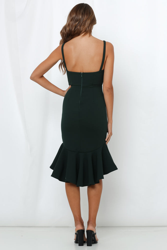 Hard To Be Cool Midi Dress Forest Green