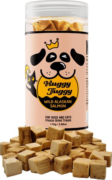 Huggy Tuggy Freeze Dried Wild Alaskan Salmon Dog and Cat Treat， 3.88-oz can