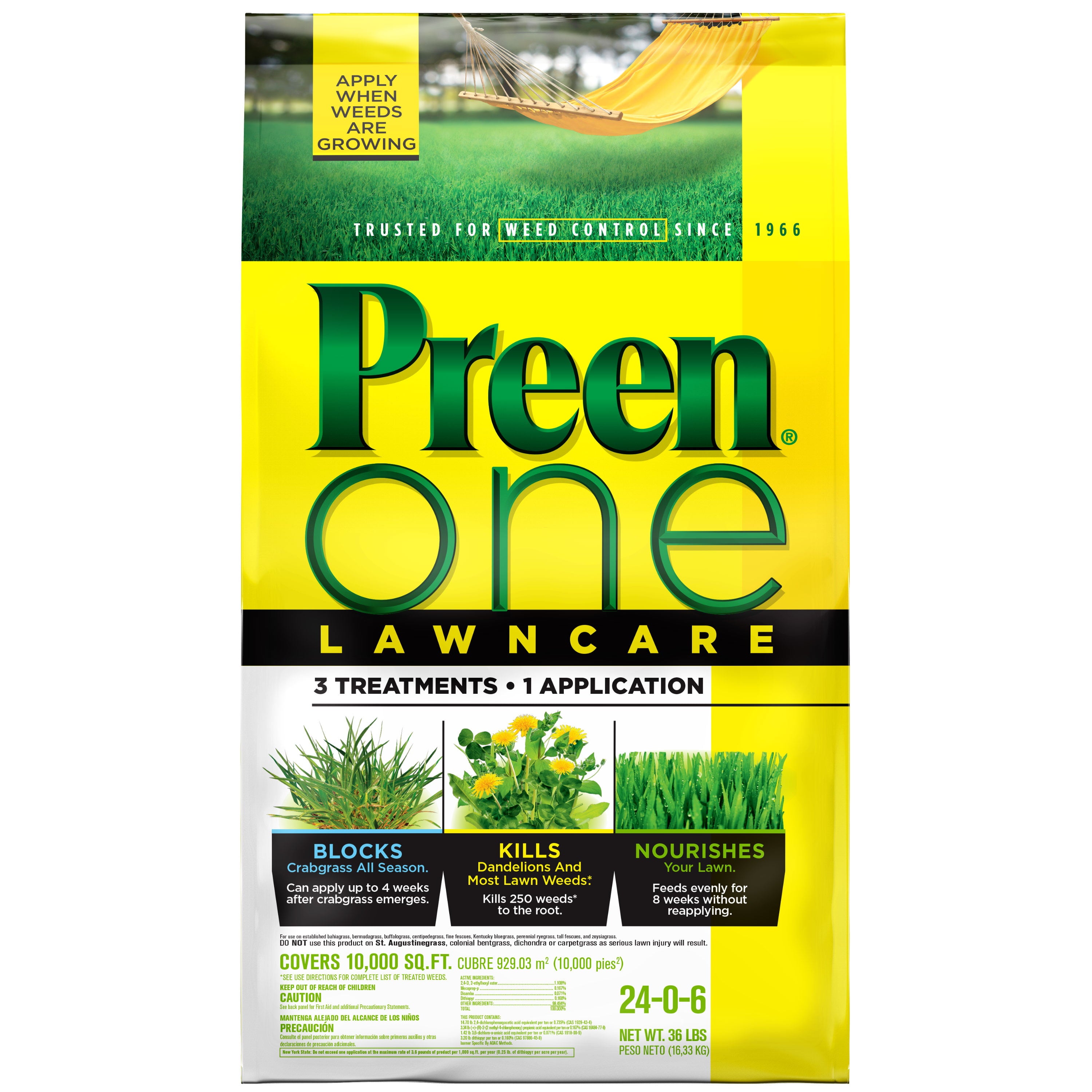 Preen One Lawncare - 36 lbs. - Covers 10，000 Sq. ft.