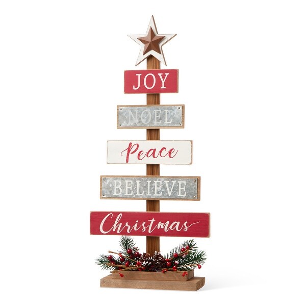 Glitzhome Wooden Xmas Table Tree Decor