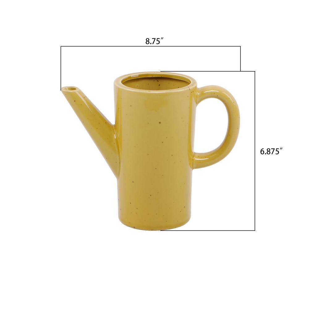 Flora Bunda 8.75 in. Ceramic Watering Can Speckle Mustard CTC1783E-SPMST