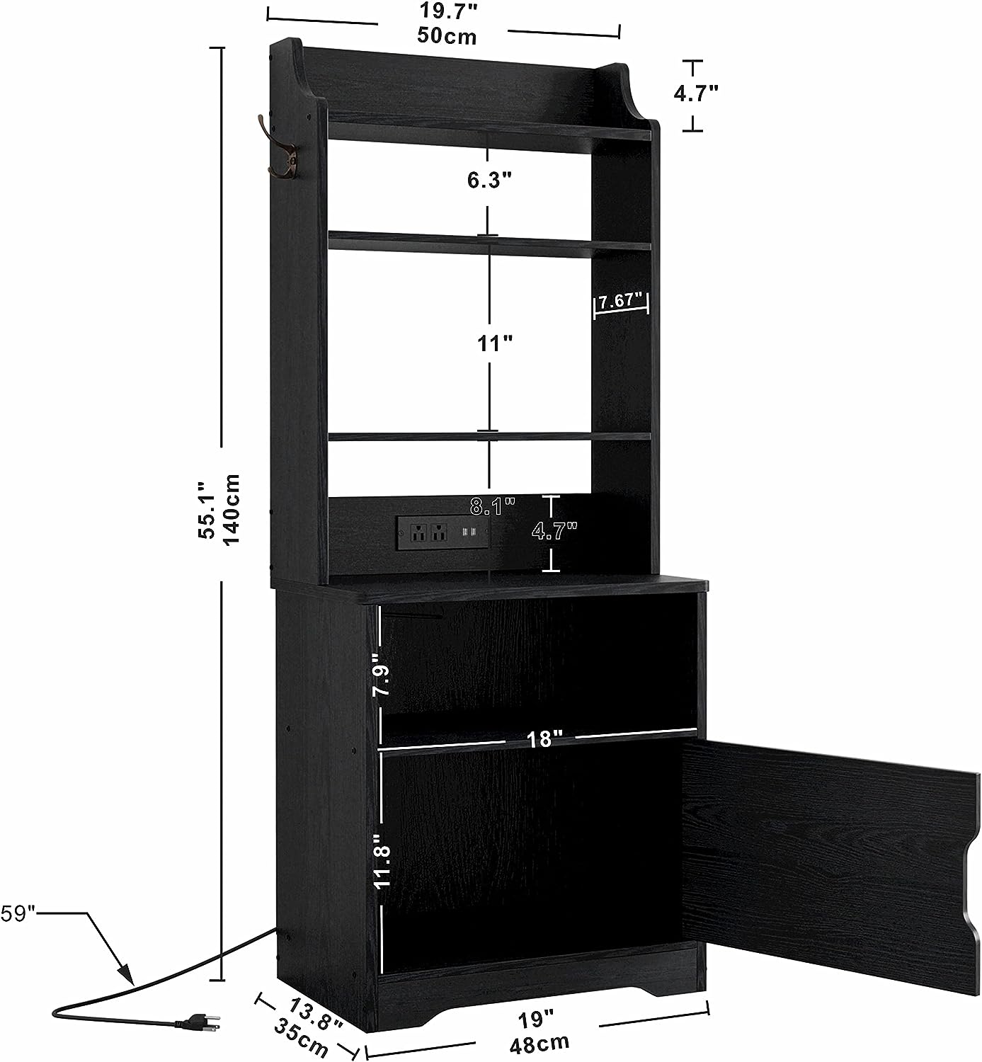 Nightstand with Charging Station, 55