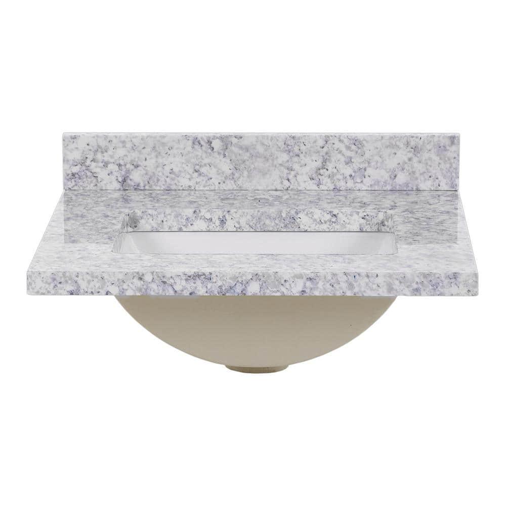 Home Decorators Collection 25 in W x 22 in D Stone Effects Cultured Marble Vanity Top in Everest with Undermount White Sink