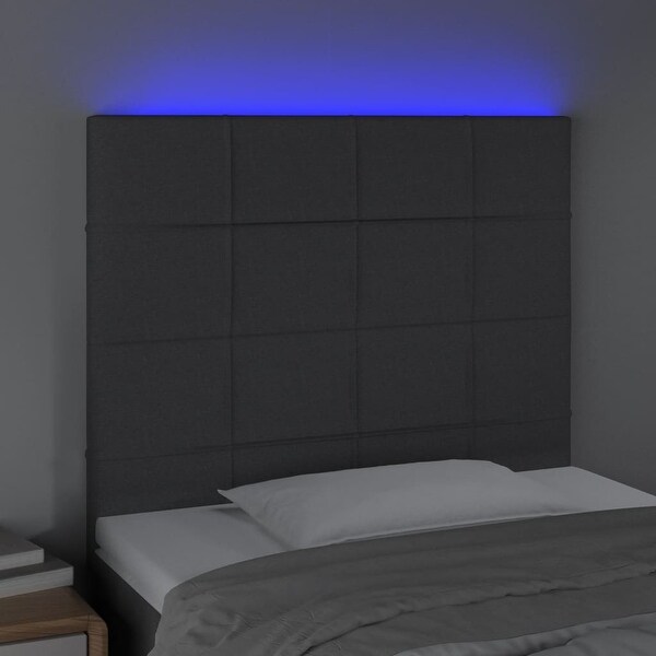 vidaXL LED Headboard Dark/Light Gray multisize Fabric - - 37421102