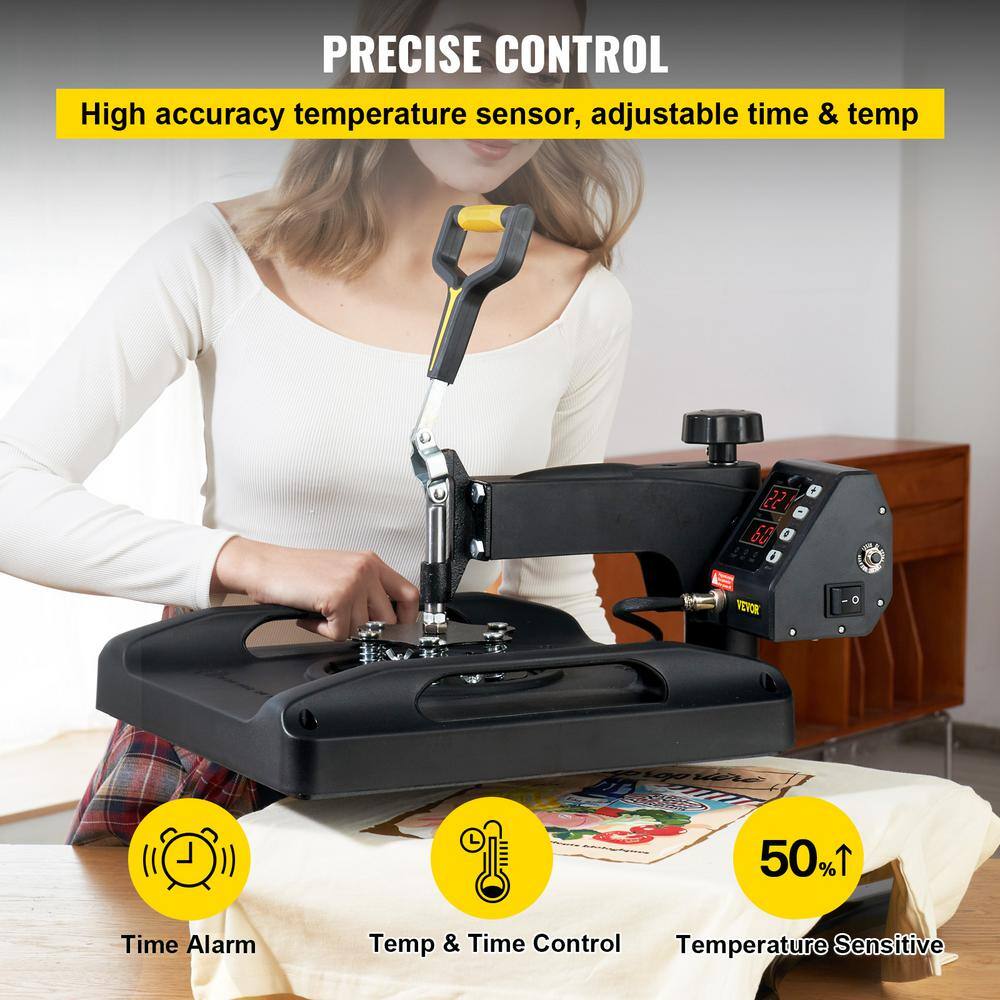 VEVOR 15 in. x 15 in. Pro Heat Press Machine 5 in 1 Combo 360 Swing Away Digital Sublimation Vinyl Transfer Printer Black TJWYXKHSP80388D1RV1