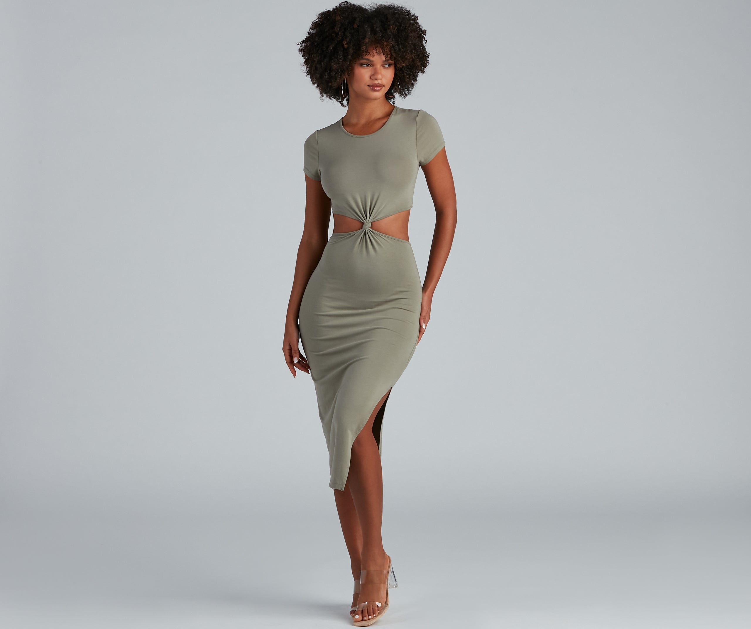 Thinking About Knit Cutout Midi Dress