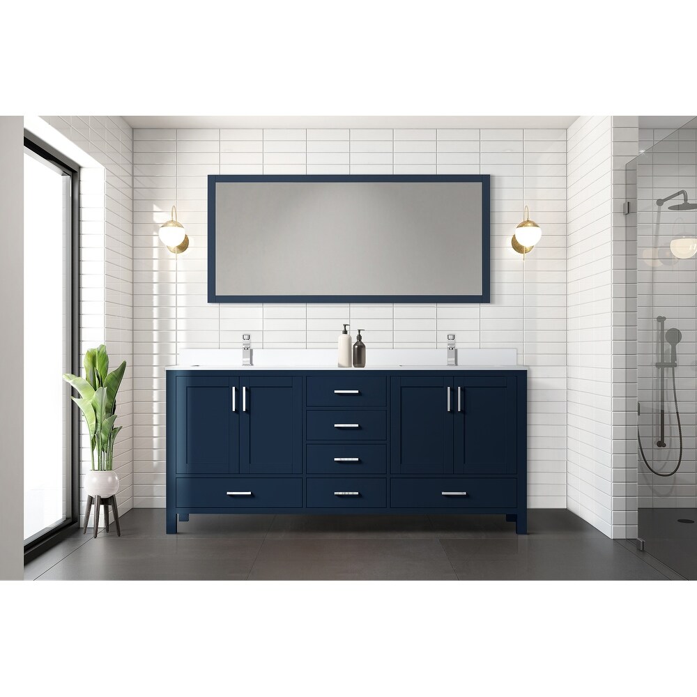 Jacques 72 in. W x 22 in. D Navy Blue Double Bath Vanity and White Quartz Top