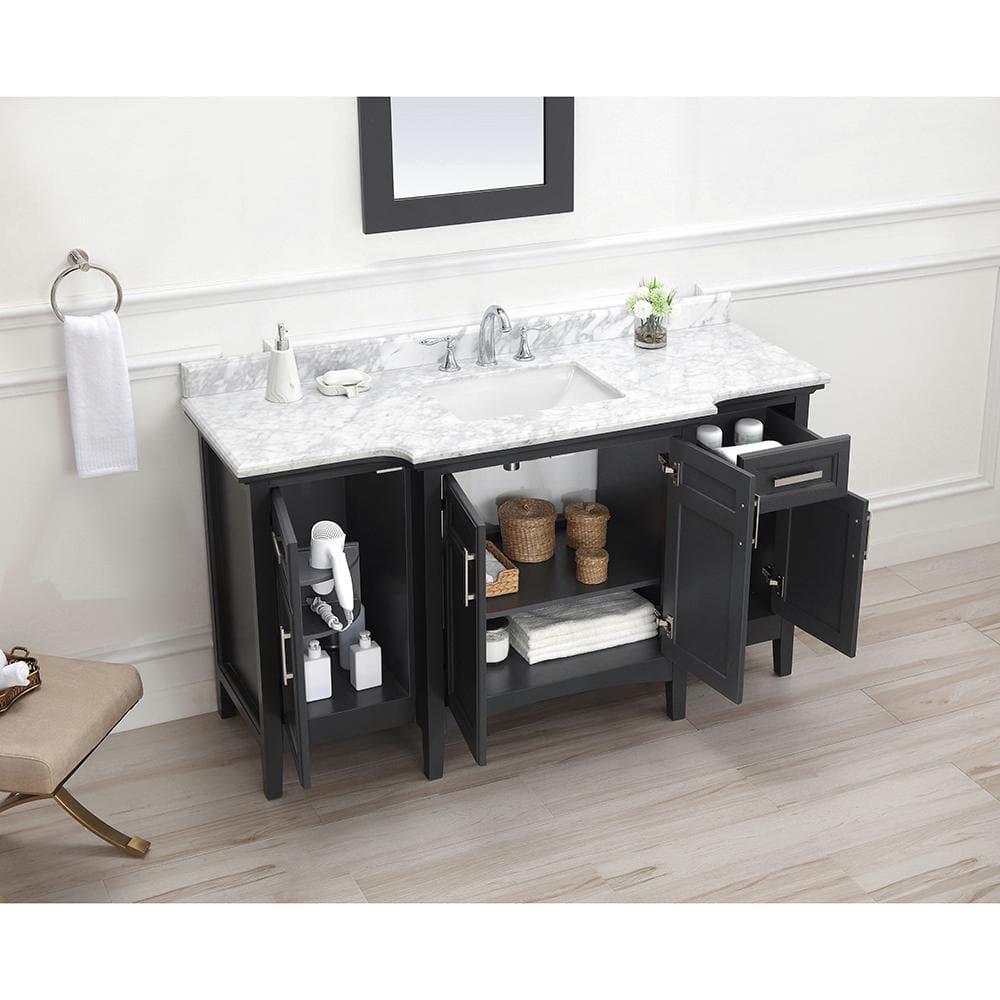 Home Decorators Collection Sassy 60 in W x 22 in D Vanity in Dark Charcoal with Marble Vanity Top in White with White Sink