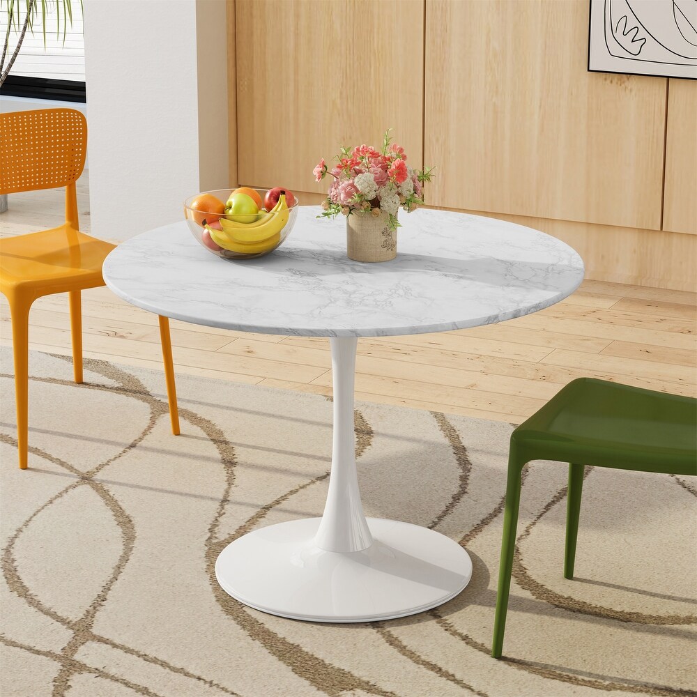 Modern Round Dining Table with Marble Table Top