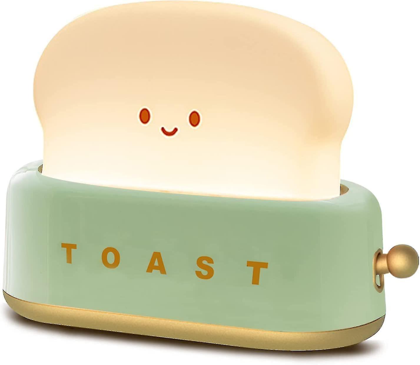 Night Light Desk Decor Toaster Lamp， Small Rechargeable Lamp With Smiling Face Cute Toast Toaster Sh