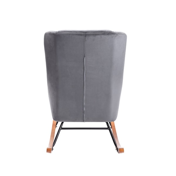 Porthos Home Dax Rocking Accent Chair， Velvet， Rubber Wood and Steel Legs