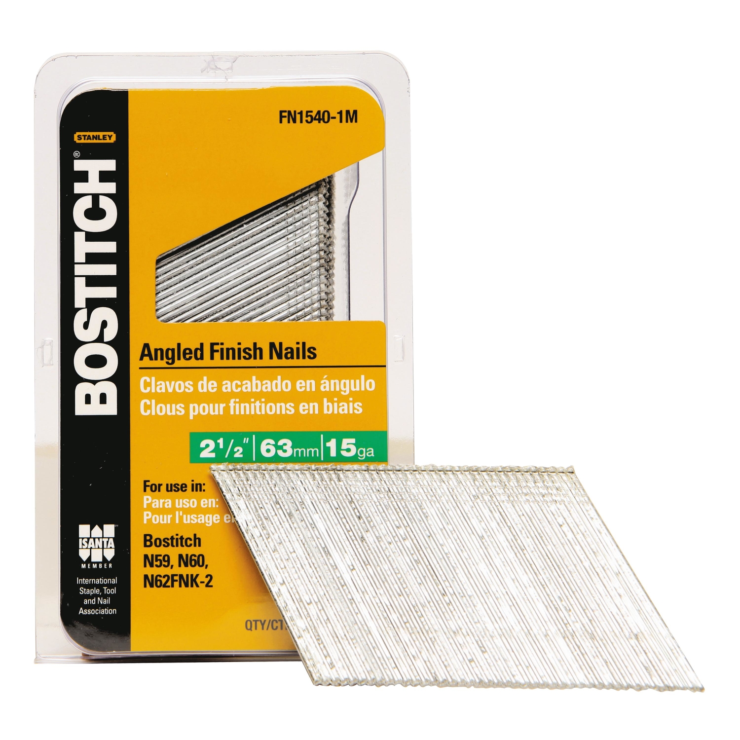 Bostitch 2-1/2 in. 15 Ga. Angled Strip Coated Finish Nails 1，000 pk