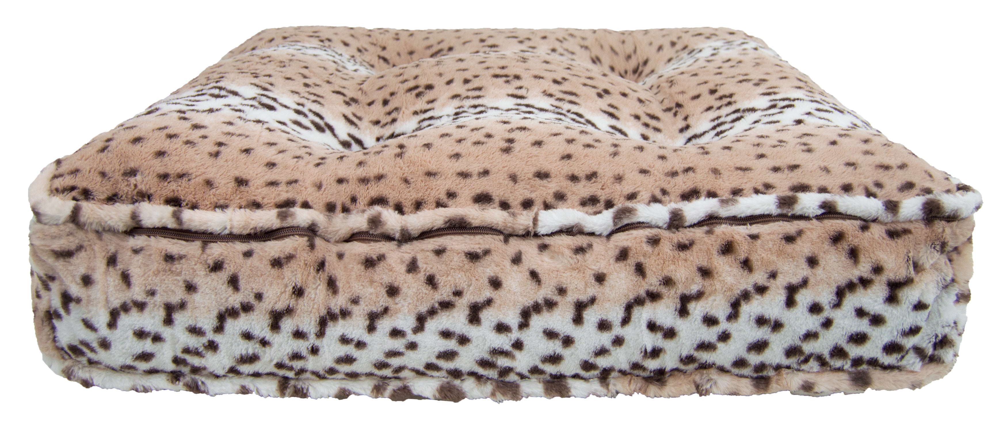 Bessie and Barnie Aspen Snow Leopard Luxury Extra Plush Faux Fur Rectangle Pet， Dog Bed