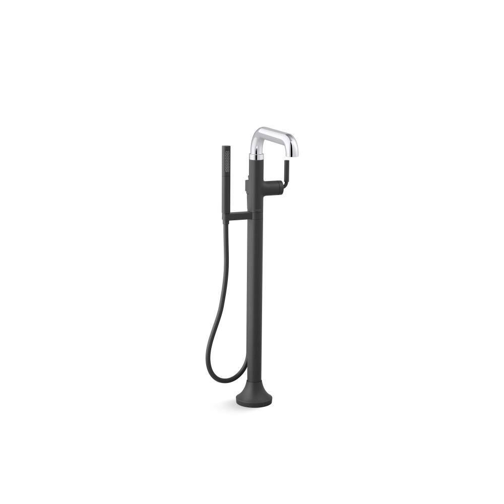 KOHLER Tone Single-Handle Claw Foot Tub Faucet with Handshower in Polished Chrome with Matte Black T27424-4-CBL