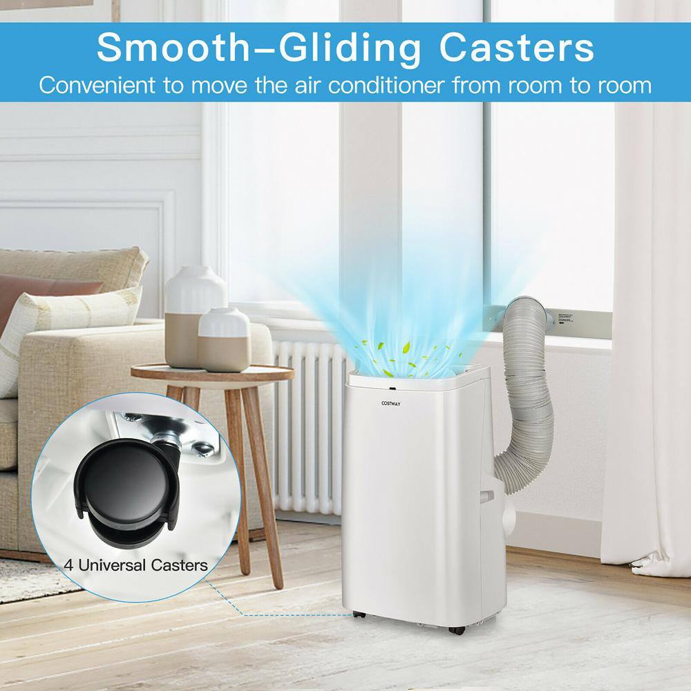 Costway 9000 BTU Portable Air Conditioner 3-in-1 Air Cooler Fan Dehumidifier with Remote in White ES10114US-WH