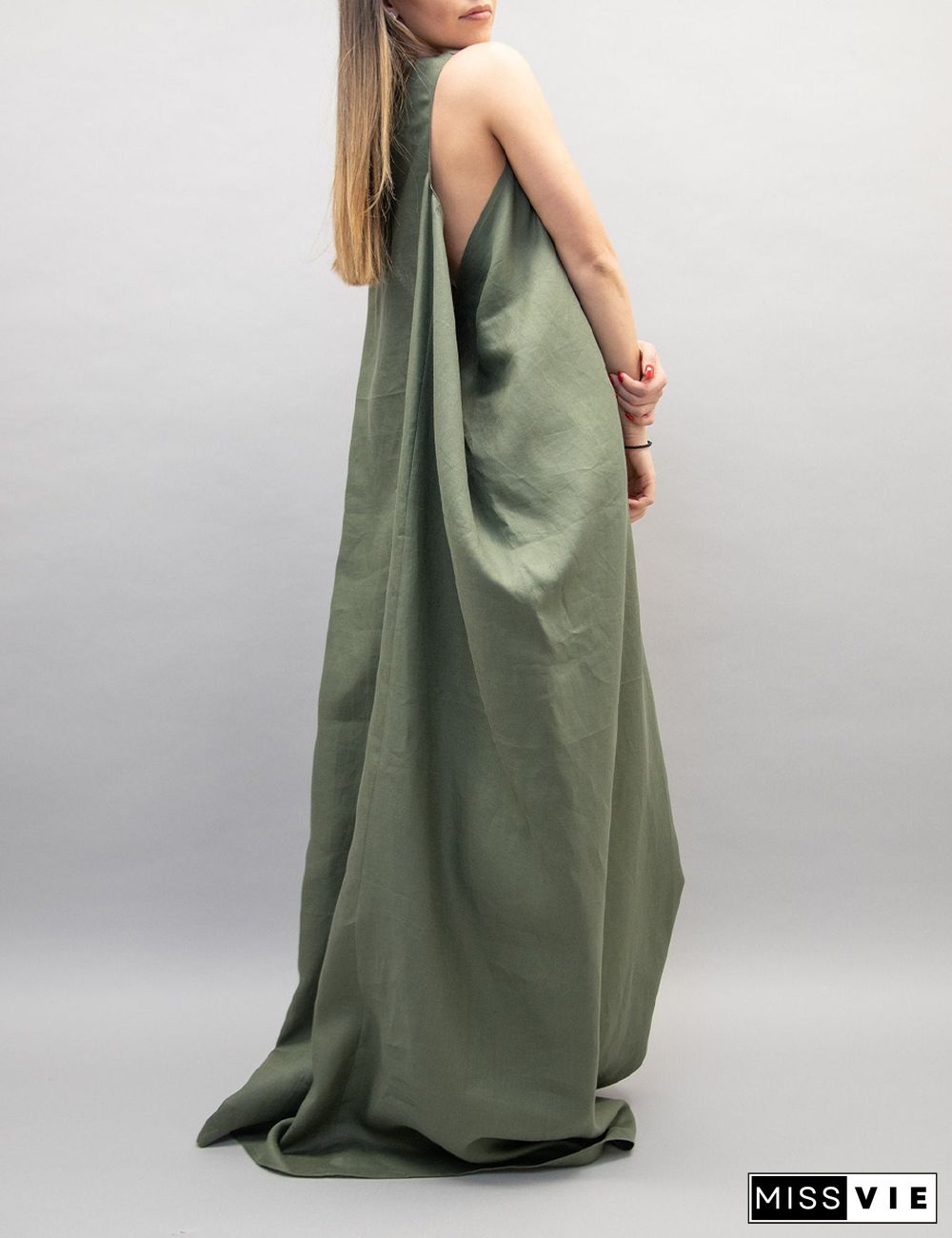 Casual Green Kaftan Dress