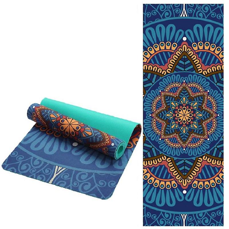 6Mm Thick Mandala Pattern Suede Tpe Non Slip Yoga Mat Home Fitness Equipment