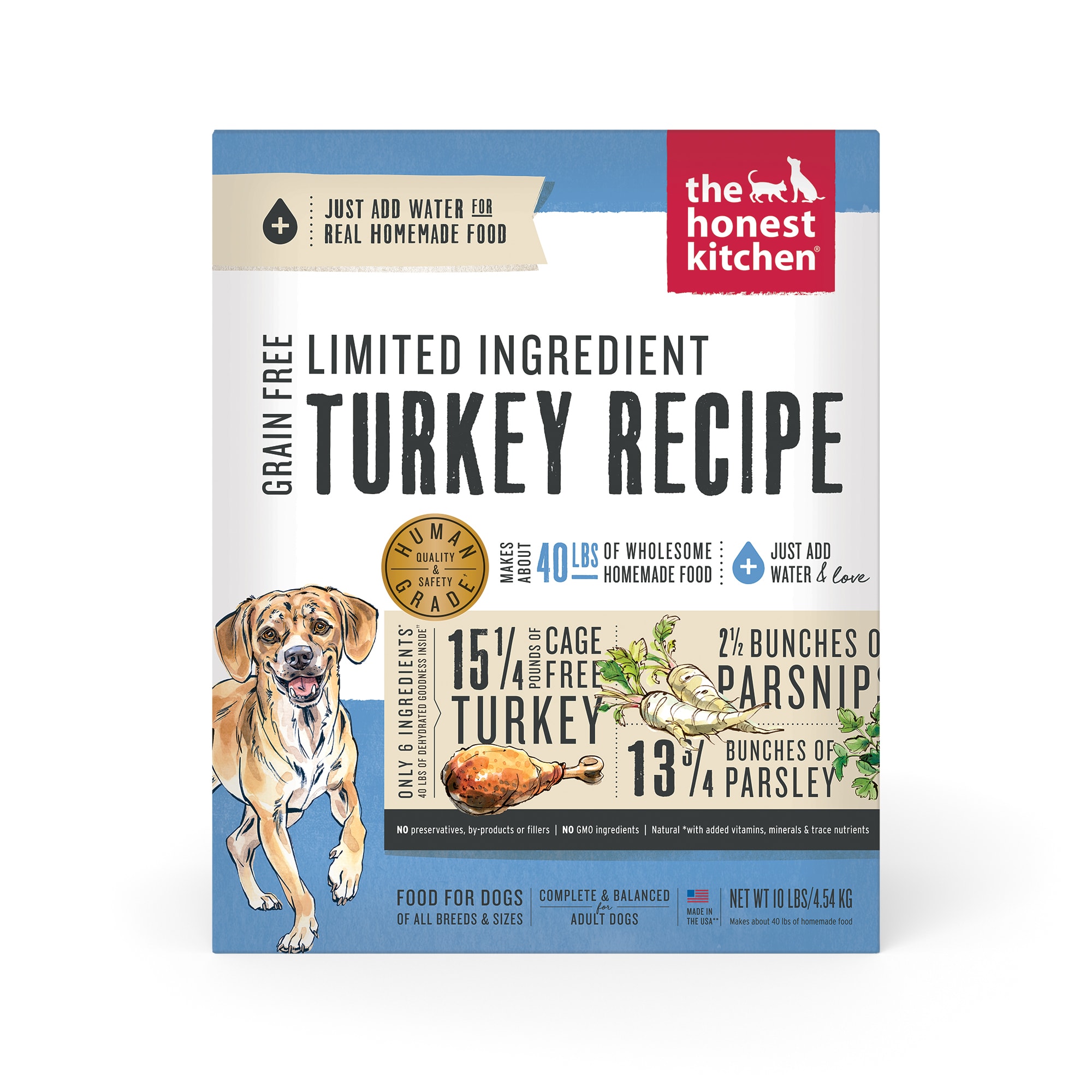 The Honest Kitchen Dehydrated Limited Ingredient Turkey Recipe Dog Food， 10 lbs.