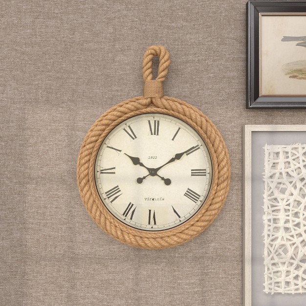 Jute Wall Clock With Rope Detailing Beige Olivia amp May