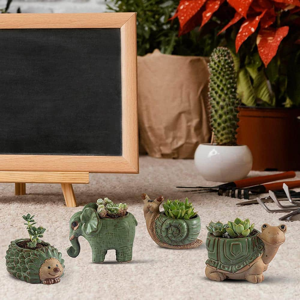 Cubilan Small Succulent Pots with Drainage， Ceramic Animal Planter， Indoor Plant Pots， Cactus/Bonsai Small Flower Pots B097BQTPZH