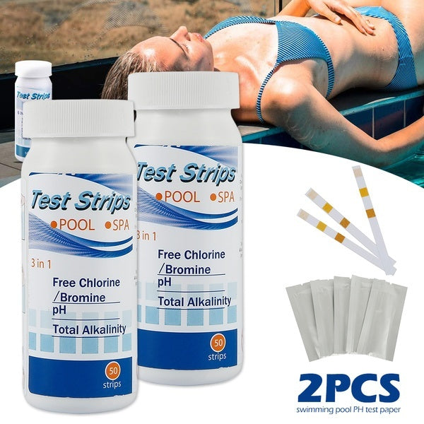 100pcs/2 Bottles Chlorine Dip Test Strips Hot Tub SPA Swimming Pool PH Tester Paper