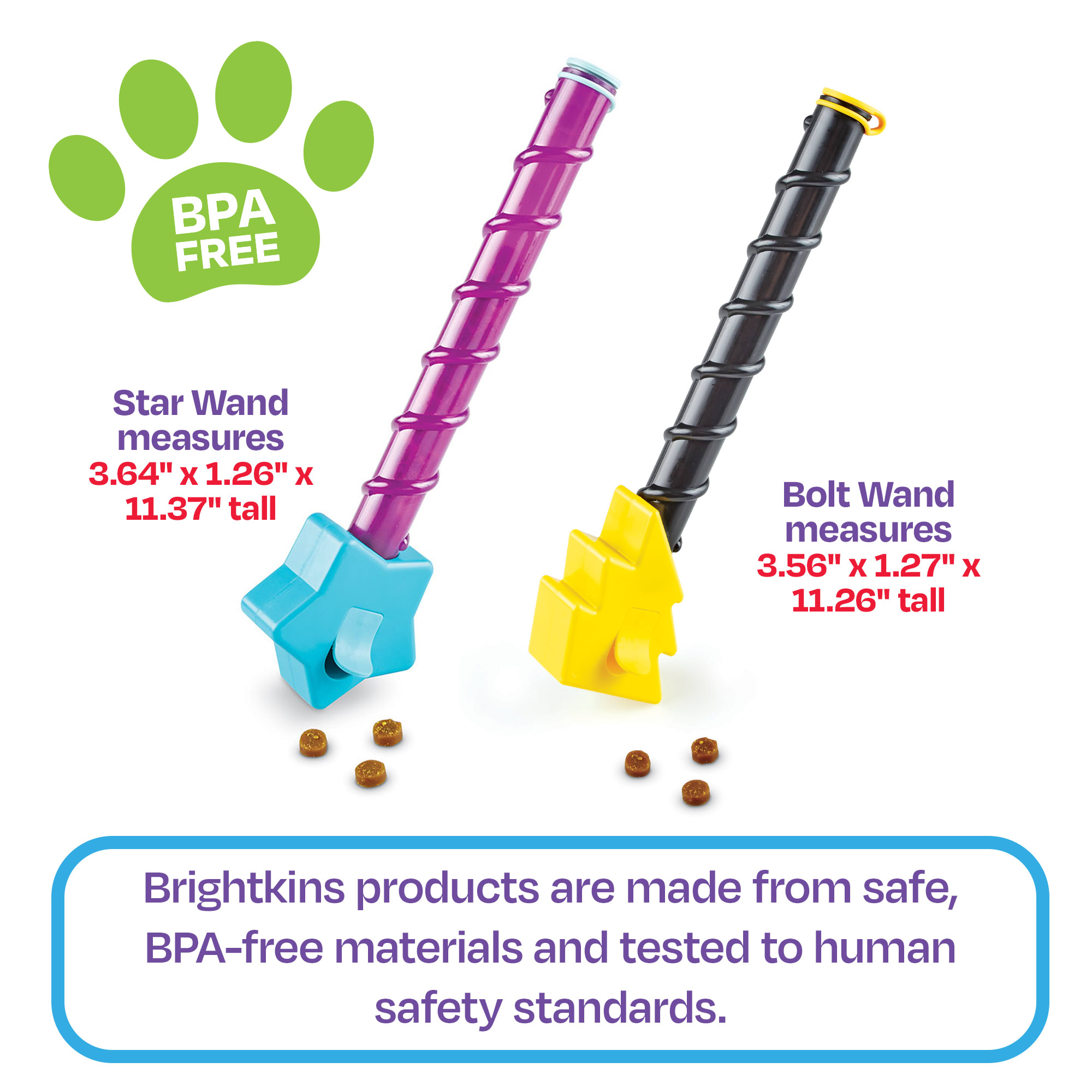 BRIGHTKINS Magic Wand Treat Dispenser Star Dog Toy， Large